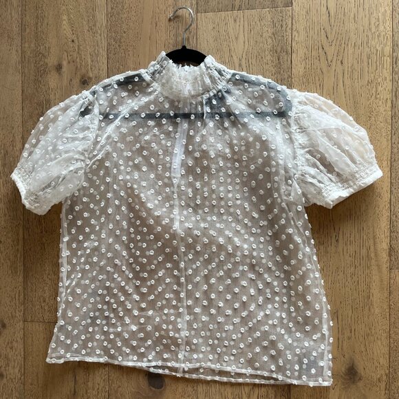 Birgitte Herskind Grace Swiss Dot Blouse White Size 36 - Picture 5 of 8